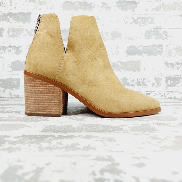 New Bp. Brynne Tan Faux Leather Block Heel Pointy Toe Ankle Boots W379 - Picture 5 of 13